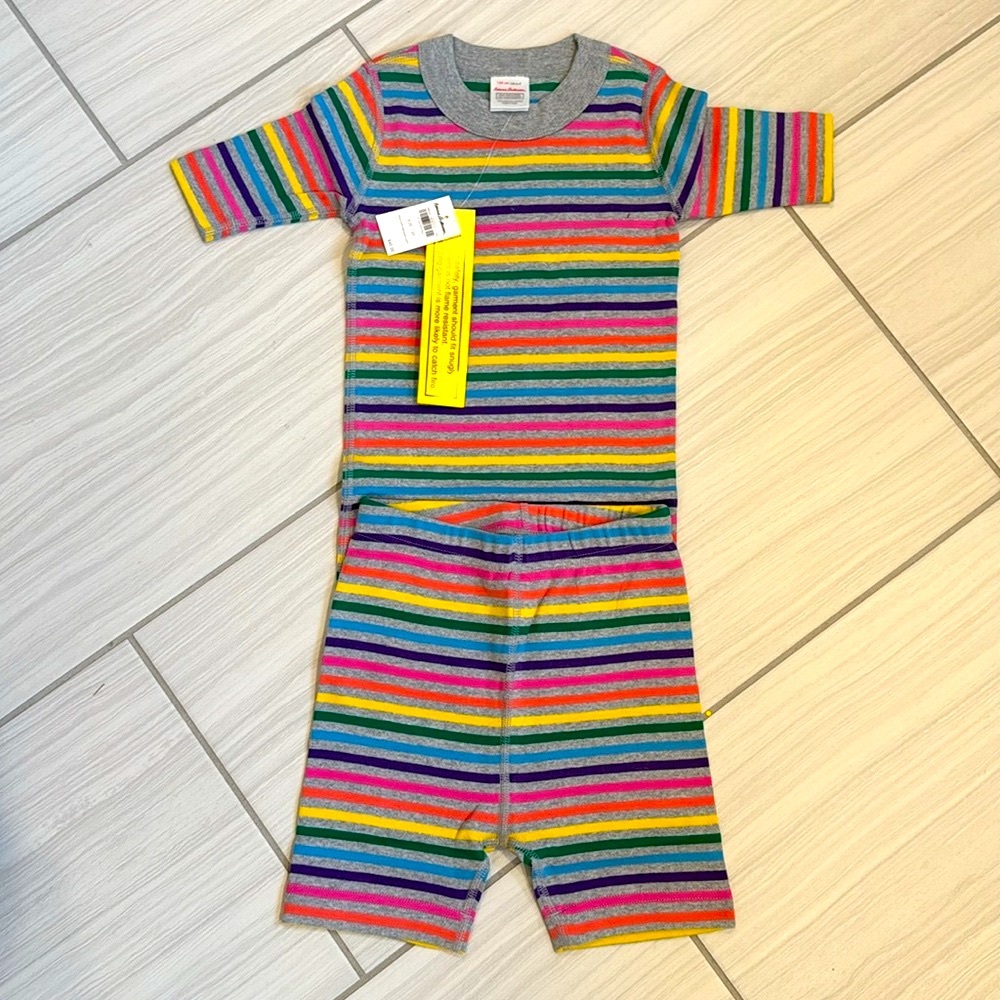 Hanna Andersson rainbow 🌈 stripe short John pajamas size 6-7yrs 120cm